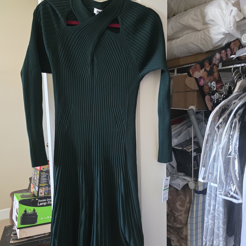 DKNY Dark Green Long Sleeve Dress